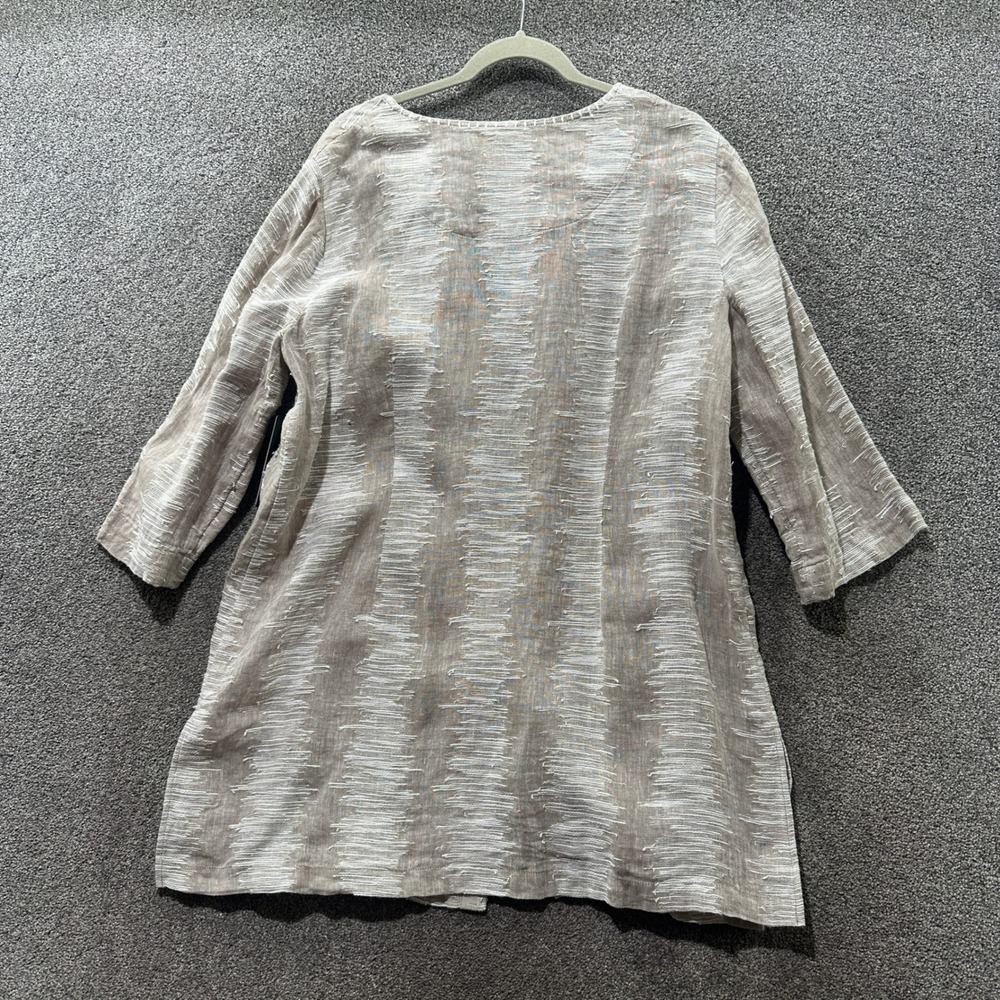 NIC+ZOE Tunic Top Women XL Button Up 3/4 Sleeve Linen Cotton Coastal Summer Boho - Picture 2 of 13